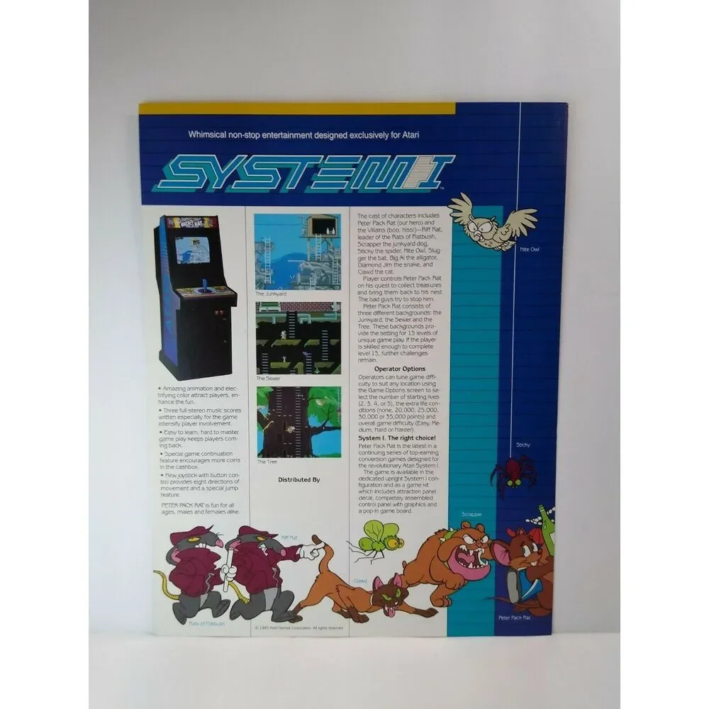 Peter Pack Rat Arcade Flyer Original Vintage 1985 Atari Video Game Art 8.5